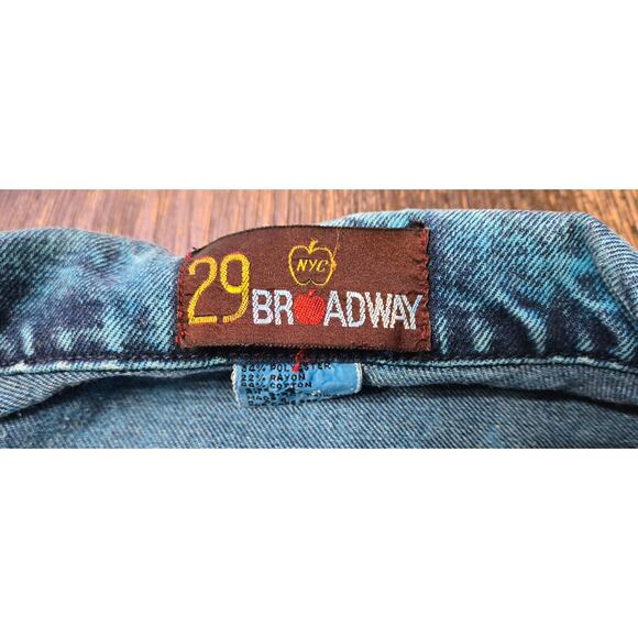 29 Nyc Broadway Size Small Womens 90's Turquoise Acid Wash Denim Jean Jacket - Picture 2 of 14
